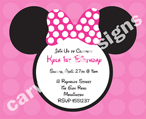 Minnie mouse 
party invitation
